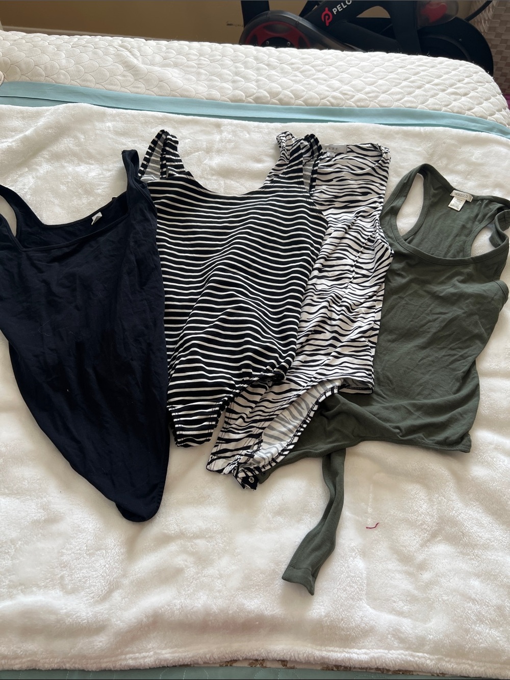Women’s Tank & Bodysuit Pack – Zebra, Black, White Stripe, Olive Green Sm & Md